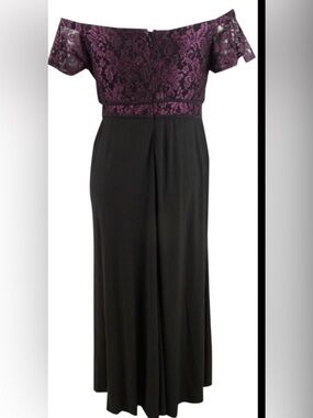 NIGHTWAY Womens Purple Short Sleeve Maxi Sheath Evening Dress NWT 12
